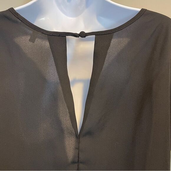 Mi Ami Black Chiffon Blouse w/ Gold Embellishments S - Picture 10 of 13